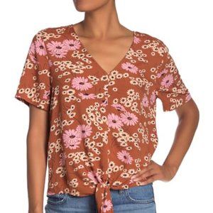NWT MADEWELL Hillside Daisies Tie Front Top sz XS